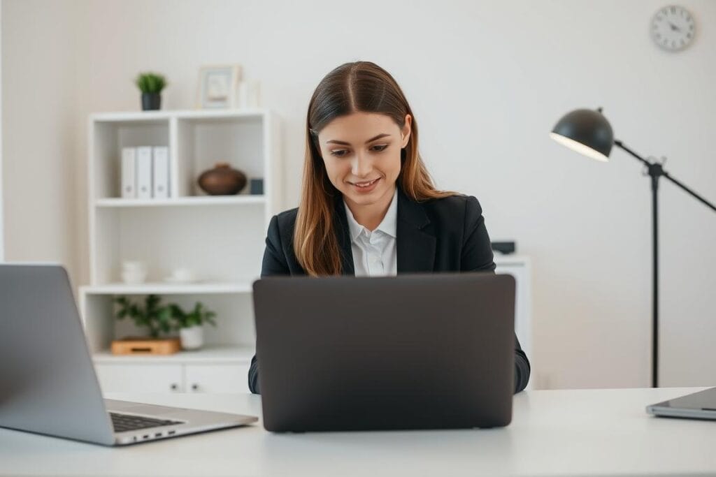 Joven preparando documentos para solicitar el visado J1 de Au Pair en EEUU Joven preparando documentos para solicitar el visado J1 de Au Pair en EEUU